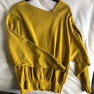 Free people off-shoulder  yellow sweater